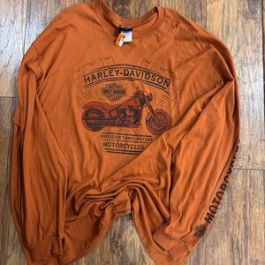 Harley-Davidson Men's Orange graphic  Long Sleeve Shirt NWT size 3x